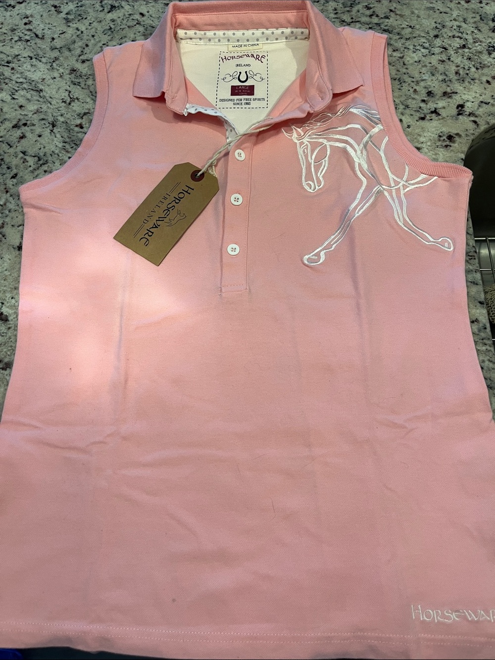 Horseware Pink Sleeveless Polo Tank Top